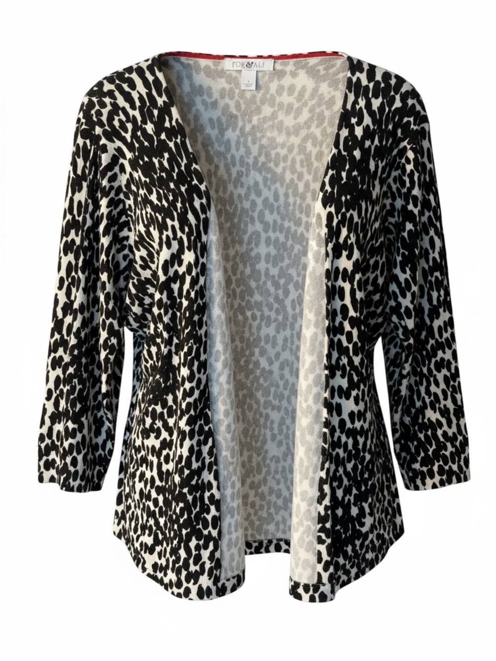 Roz & Ali Black and White Leopard Open Cardigan